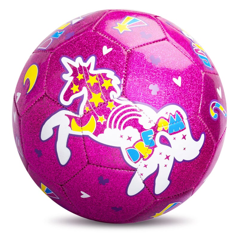 ZOOJOY Size 3 Soccer Ball Girls  Kids Pink Soccer Ball  Unicorn Soccer Ball Gift for Toddlers with Pump  Outdoor/Indoor Play Toys for Baby Girls Boys Ages 2 3 4 5 6 7 8 - Image 1